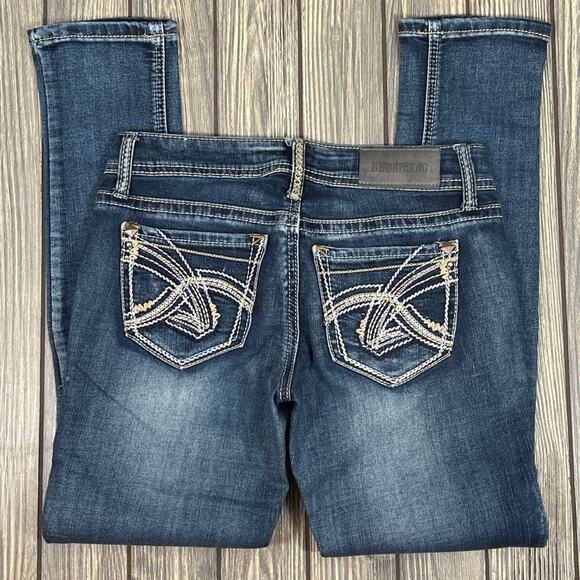 Hydraulic Denim - Hydraulic‎ Jeans Bailey Crop Skinny Sz 3/4 Distressed Studded Contrast Stitch